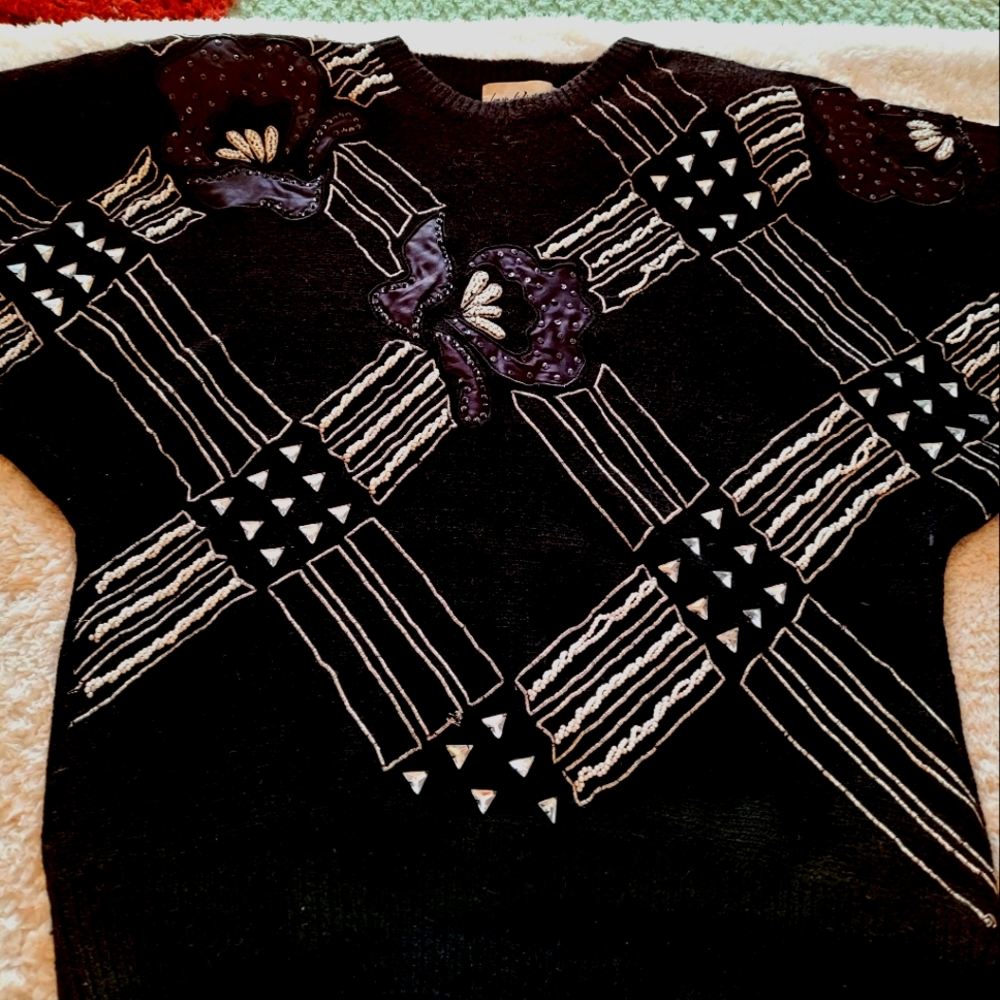 Vintage Embellished Dolman Sleeve Sweater